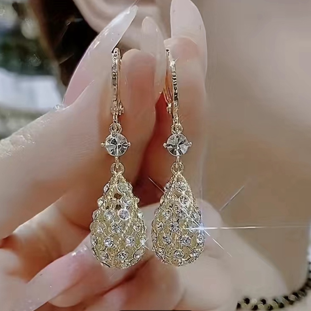 Rhinestone Hollow Drop Earrings